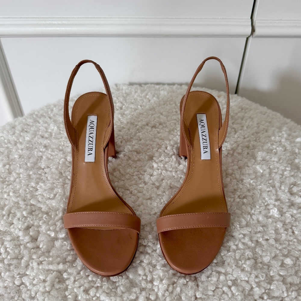 Aquazzura Tan Leather Slingback Sandals